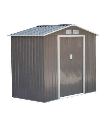 Garden Shed Storage Unit w/Locking Door Floor Foundation Vent Grey