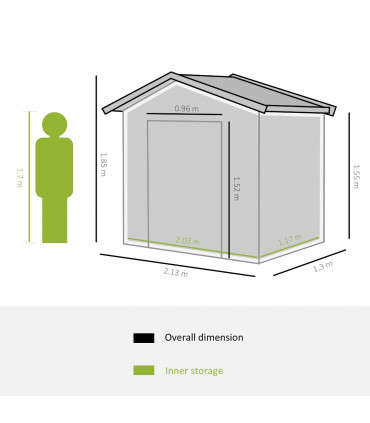 Garden Shed Storage Unit w/Locking Door Floor Foundation Vent Grey