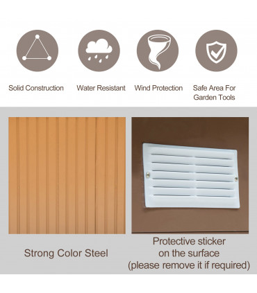 Garden Shed Storage Unit w/Locking Door Floor Foundation Vent Yellow