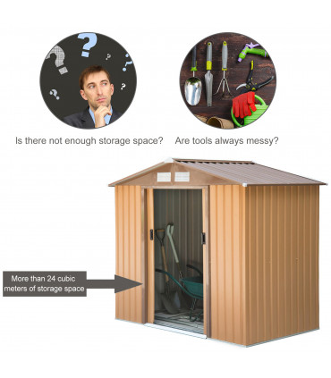 Garden Shed Storage Unit w/Locking Door Floor Foundation Vent Yellow