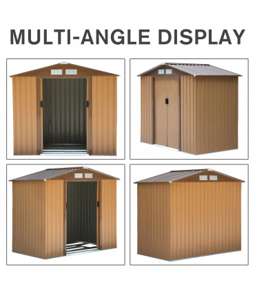 Garden Shed Storage Unit w/Locking Door Floor Foundation Vent Yellow