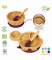 Bamboo Turtle Plate Bowl & Spoon Set Suction Bowl Stay-Put Design - RED