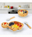 Bamboo Turtle Plate Bowl & Spoon Set Suction Stay-Put Design (Grey)