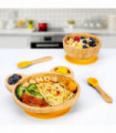 Bamboo Panda Plate Bowl & Spoon Set Suction Stay-Put Design (Yellow)