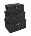 ASAB 3 Woven Resin Wicker Baskets Black AS-14871 5056368014871