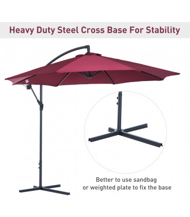 3m Banana Hanging Umbrella Garden Parasol-Red
