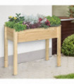 Fir Wood Raised Rectangular Plant Stand Oak Tone