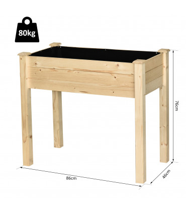 Fir Wood Raised Rectangular Plant Stand Oak Tone