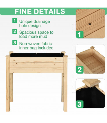 Fir Wood Raised Rectangular Plant Stand Oak Tone