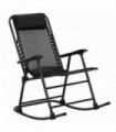 Folding Rocking Chair Outdoor Portable Zero Gravity Chair w/ Headrest