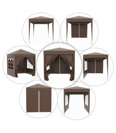 Pop Up Gazebo Canopy, size (2 x 2m)- Coffee