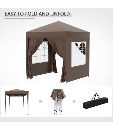 Pop Up Gazebo Canopy, size (2 x 2m)- Coffee