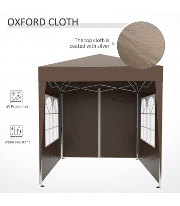 Pop Up Gazebo Canopy, size (2 x 2m)- Coffee
