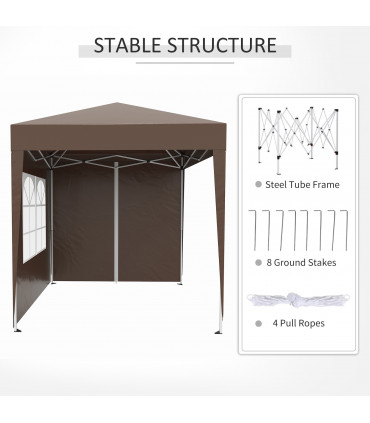 Pop Up Gazebo Canopy, size (2 x 2m)- Coffee