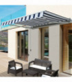 Retractable Awning, 2.5x2 m-Blue/White Strips