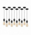 10 Pack Industrial Black Pendant Light Fitting, Lampshade Addable E27 Lamp Holder Light