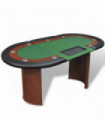 10-Player Poker Table with Dealer Area and Chip Tray Green