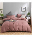 100% Cotton Bedding Set 3Pcs,Duvet Cover,Skin Friendly Breathable,2 Pillowcases,Twin Full Single Double Size,Solid Color