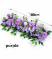 100cm Luxury White Rose Artificial Flower Row Wedding Table Centerpiece Flowers Backdrop Wall Arches Decor Party Stage Floral