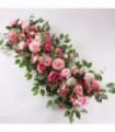 100cm Luxury White Rose Artificial Flower Row Wedding Table Centerpiece Flowers Backdrop Wall Arches Decor Party Stage Floral