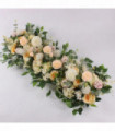 100cm Luxury White Rose Artificial Flower Row Wedding Table Centerpiece Flowers Backdrop Wall Arches Decor Party Stage Floral