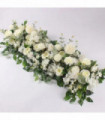 100cm Luxury White Rose Artificial Flower Row Wedding Table Centerpiece Flowers Backdrop Wall Arches Decor Party Stage Floral