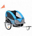 2-in-1 Kids' Bicycle Trailer & Stroller Light Blue and Grey