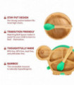 Bamboo Turtle Plate Bowl & Spoon Set Suction Stay-Put Design (Green)