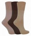 3 Pairs Ladies Non Elastic Bamboo Socks (SE047 Brown)