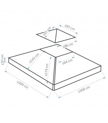 3 x 3(m) Gazebo Canopy Roof Top Replacement Cover Deep Grey (TOP ONLY)
