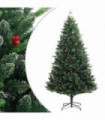 vidaXL Artificial Hinged Christmas Tree with Red Berries 180 cm