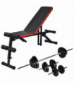 vidaXL Adjustable Sit-up Bench with Barbell and Dumbbell Set 30.5 kg