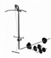 vidaXL Wall-mounted Power Tower with Barbell and Dumbbell Set 30.5 kg