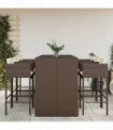 vidaXL 7 Piece Garden Bar Set with Cushions Brown Poly Rattan