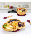 Bamboo Dinosaur Plate Bowl & Spoon Set Suction Bowl Stay-Put Design - RED