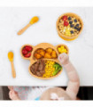 Bamboo Monkey Plate Bowl & Spoon Set Suction Bowls Stay-Put Design - YELLOW