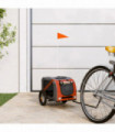 vidaXL Pet Bike Trailer Orange and Grey Oxford Fabric and Iron