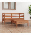 3 Piece Garden Lounge Set Honey Brown Solid Pinewood