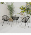 3 Piece Outdoor Dining Set PVC Rattan Black