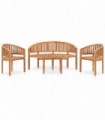 4 Piece Banana Garden Lounge Set Solid Teak Wood