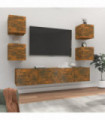 6 Piece TV Cabinet Set Smoked Oak Engineered Wood