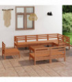 9 Piece Garden Lounge Set Solid Pinewood Honey Brown