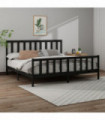 Bed Frame Black Solid Wood Pine 200x200 cm