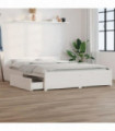 Bed Frame with Drawers White 140x190 cm