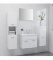 vidaXL Bathroom Furniture Set High Gloss White Engineered Wood