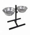 vidaXL Adjustable Double Diner Pet Dog Feeding Stand & 2 x 2.6L Stainless Steel Bowls