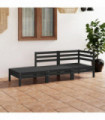 vidaXL 3 Piece Garden Lounge Set Black Solid Pinewood