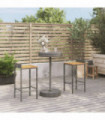 vidaXL 3 Piece Garden Bar Set Grey Poly Rattan&Solid Wood Acacia