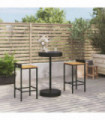 vidaXL 3 Piece Garden Bar Set Black Poly Rattan&Solid Wood Acacia