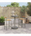 vidaXL 3 Piece Garden Bar Set Grey Poly Rattan&Solid Wood Acacia